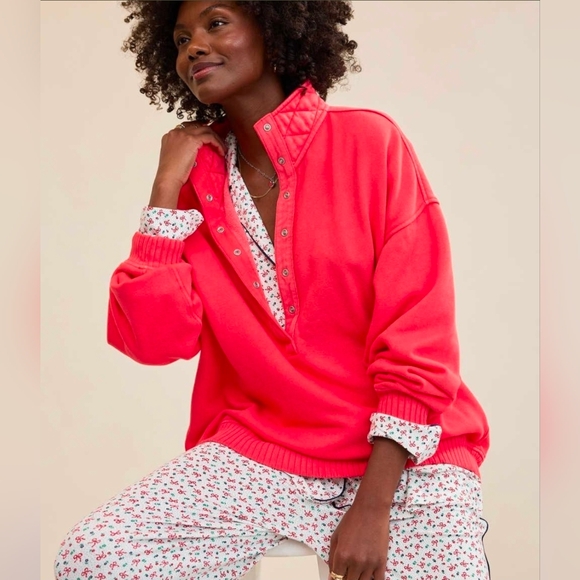 aerie Sweaters - Aerie Oh Snap Sweatshirt Oversized Bright Red